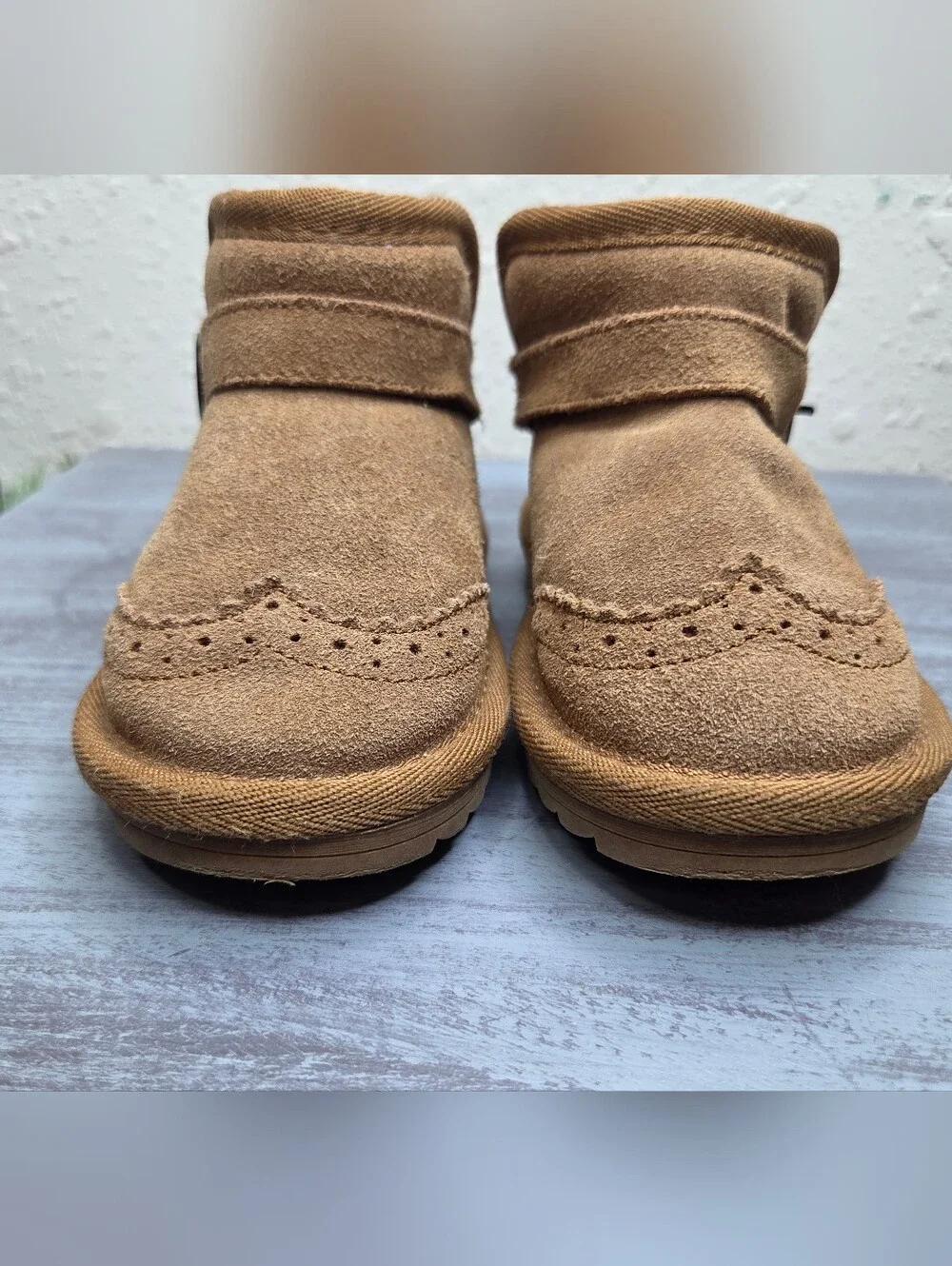 Babyfeet Tan Suede Winter Boots with Fleece Lining Toddler Size 6